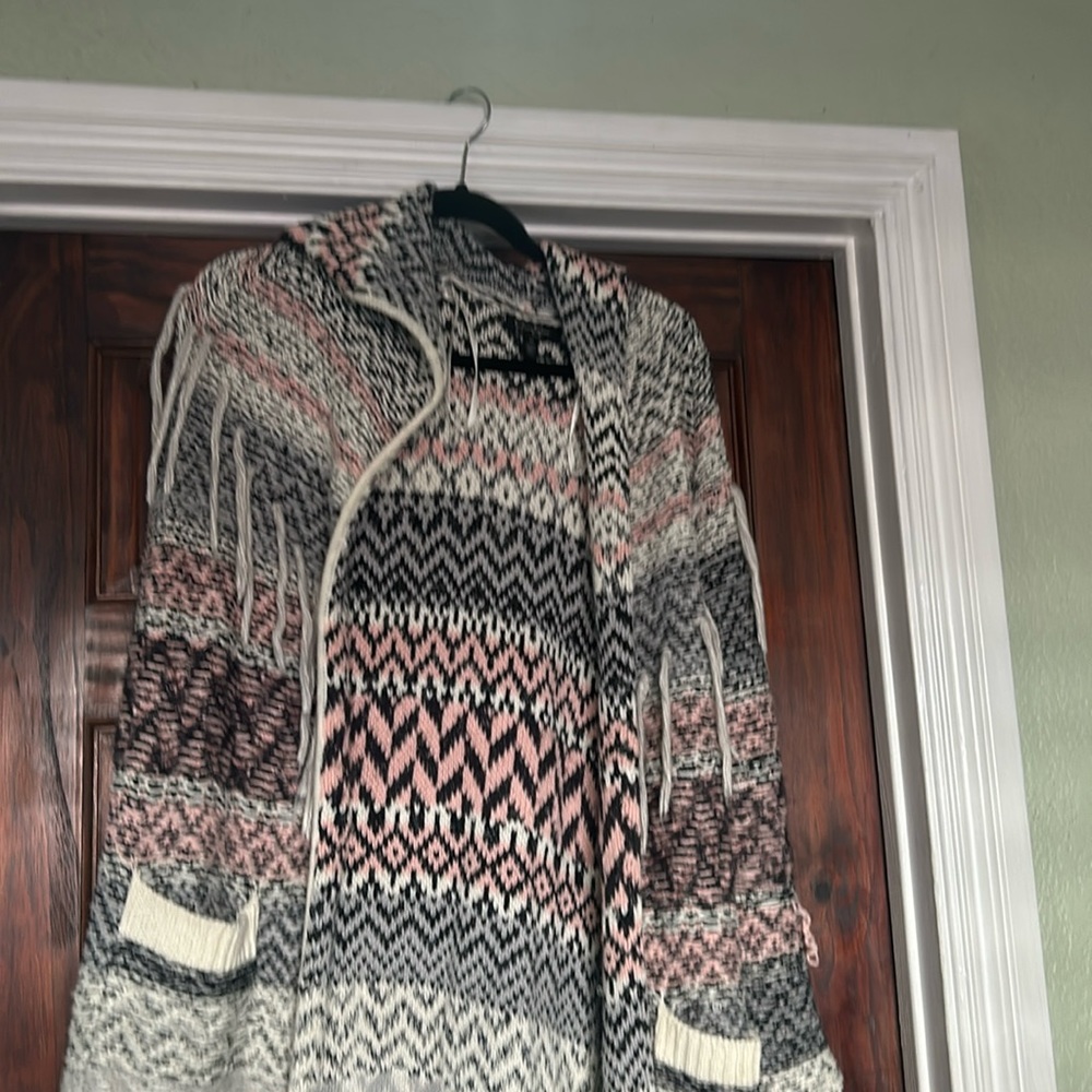 Hooded Cardigan fringe
